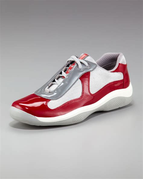 prada mens leather shoes white and red|prada sneakers on sale men's.